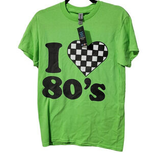 Gildan I Love the 80's Shirt Small Neon Green
